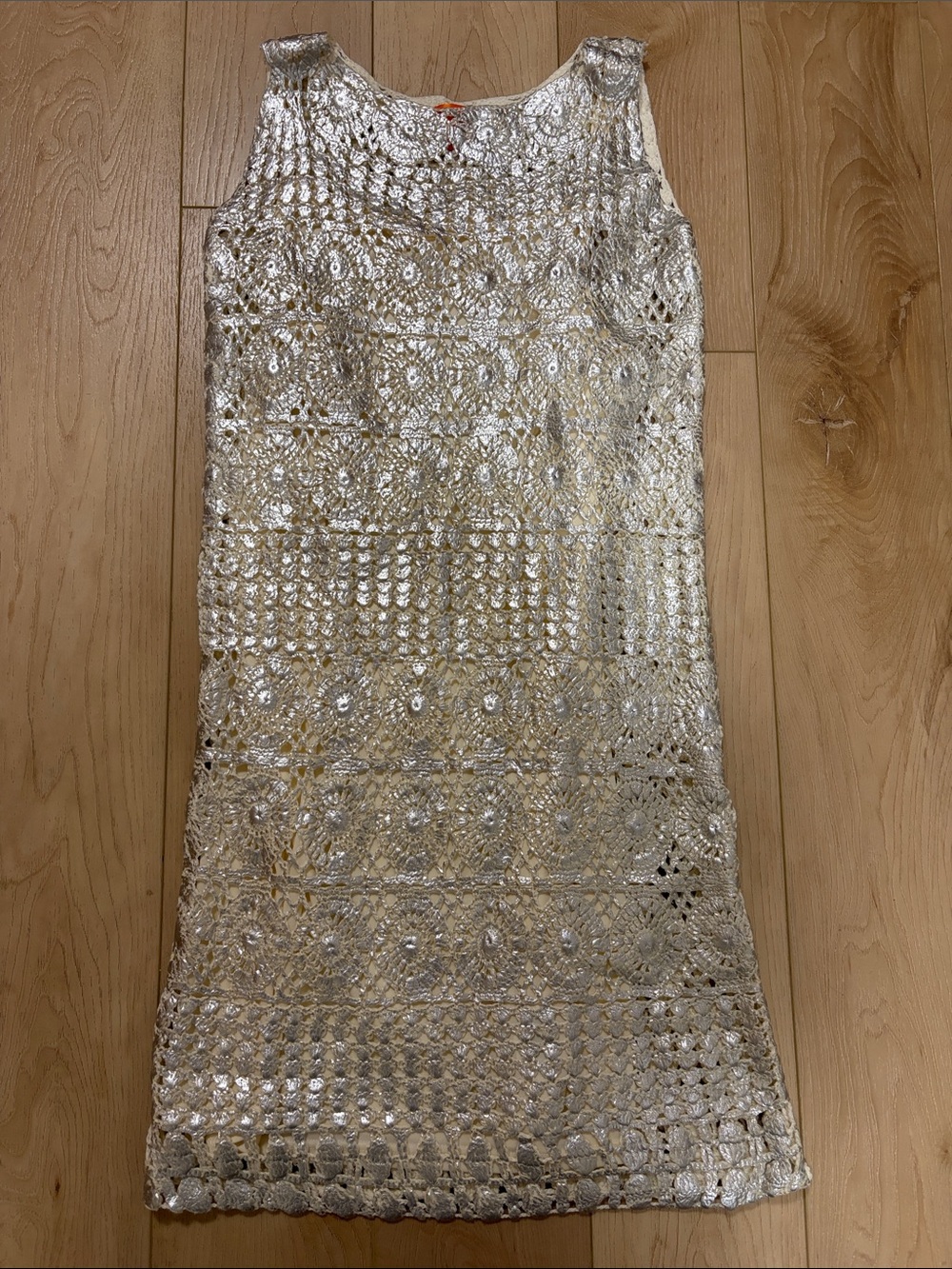 Joe Fresh Crochet Sheath Dress with Silver Metallic Finish, sz XS